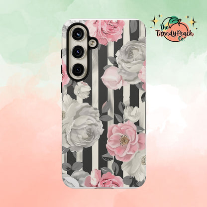 Stripes And Flowers Dual Layer Phone Case