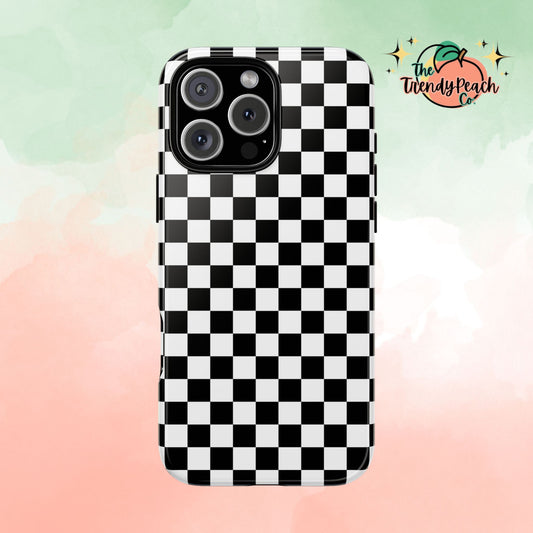 Black & White Checkered Dual Layer Phone Case