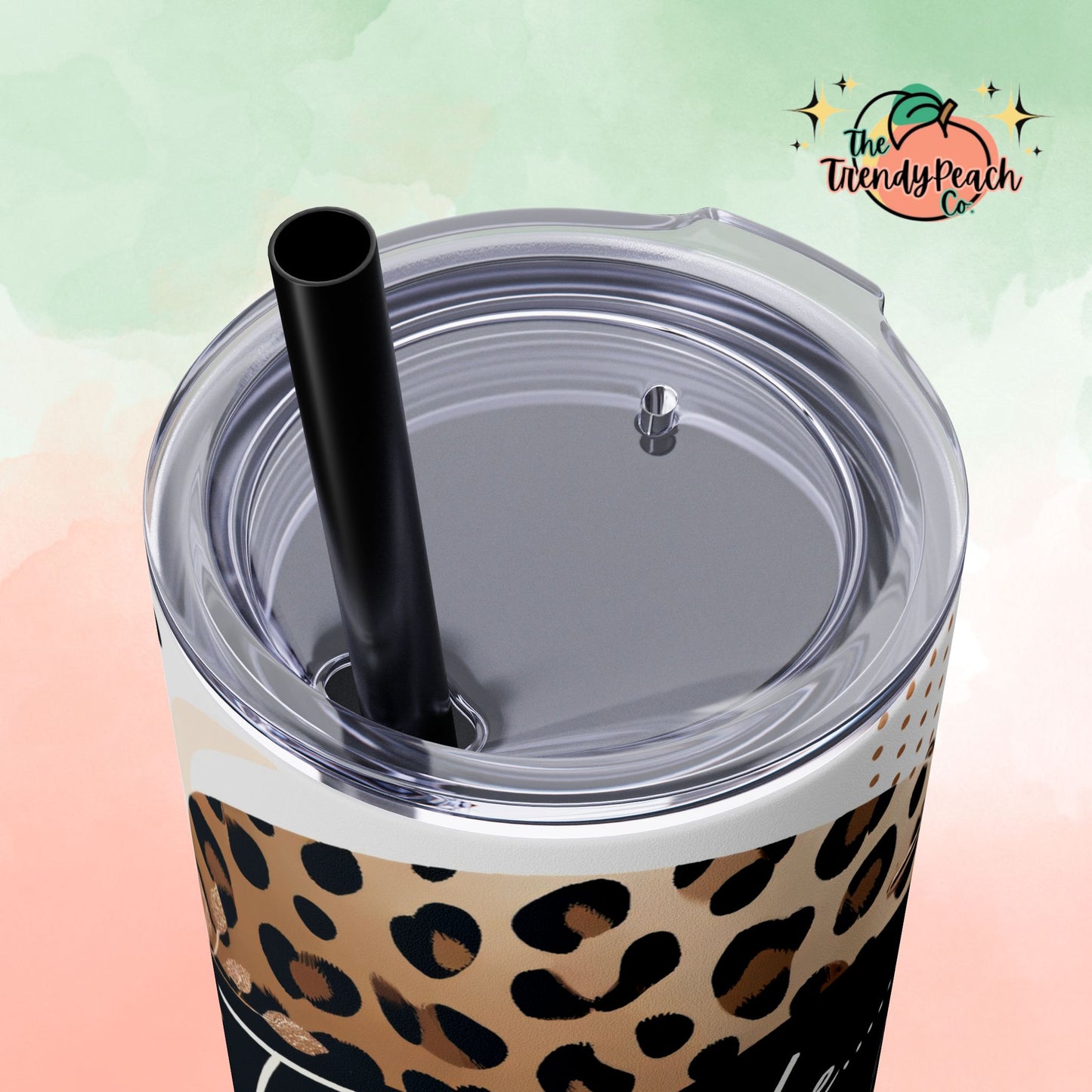 Coffee And Leopard Themed 20z Tumbler with Straw