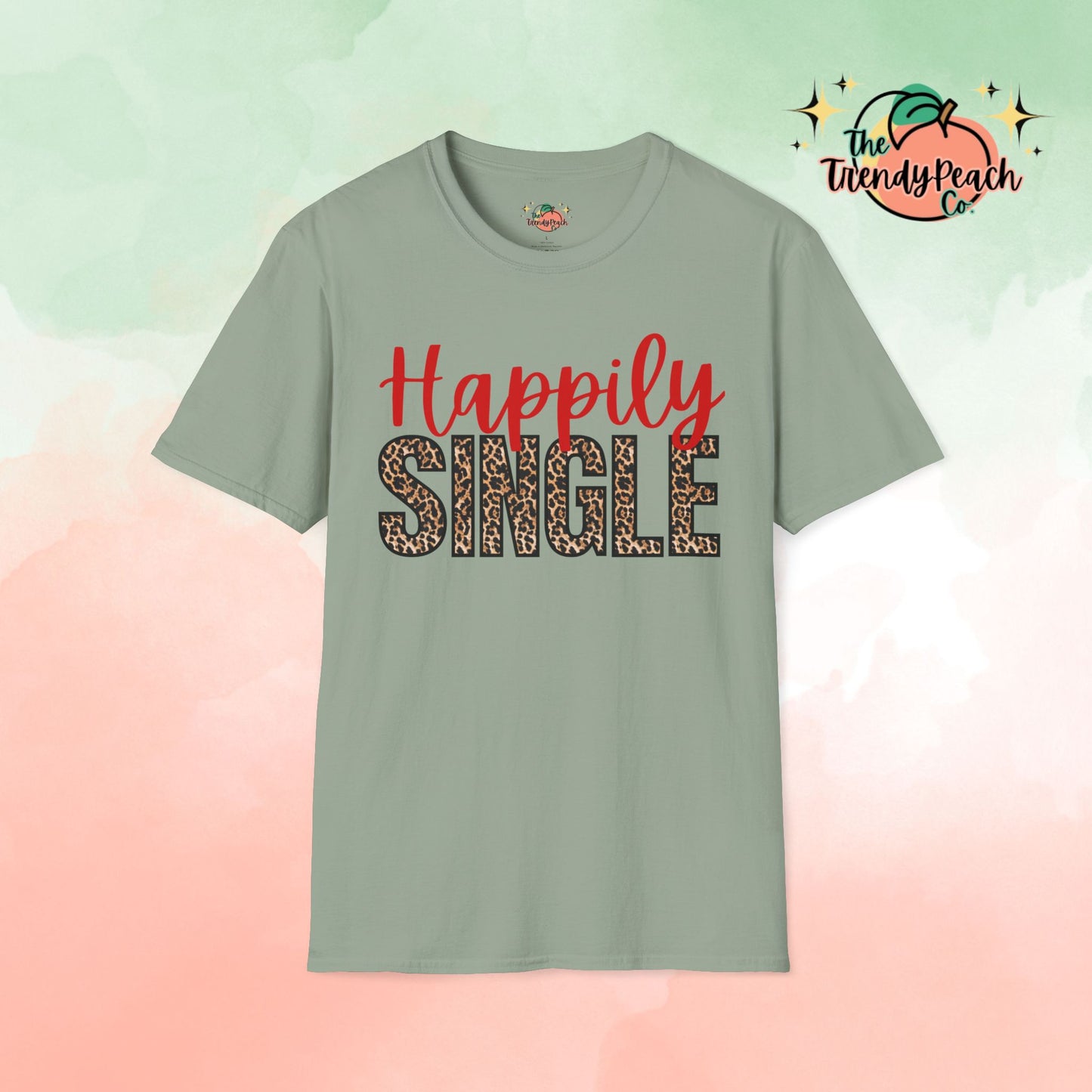 Happily Single Leopard Valentines Day Graphic Tee