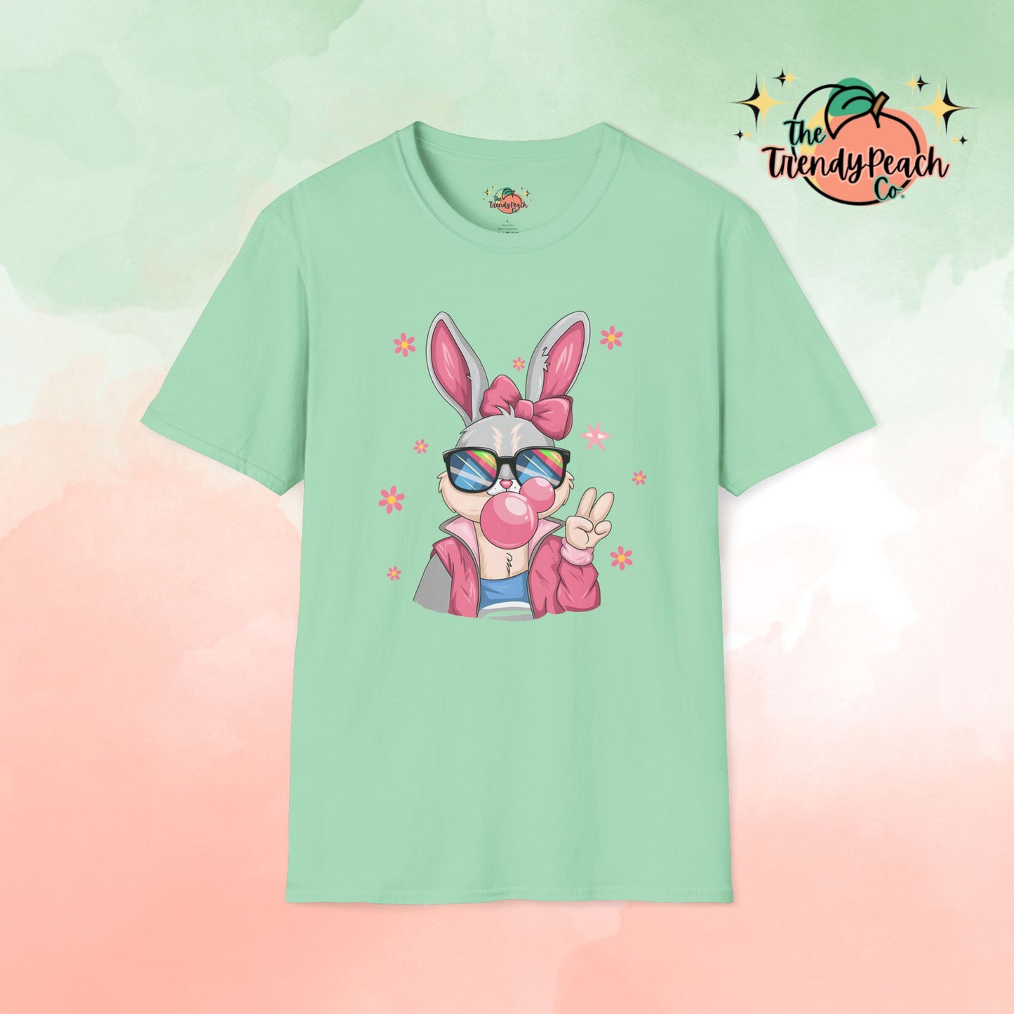 Retro Peace Bubblegum Bunny Easter Graphic Tee