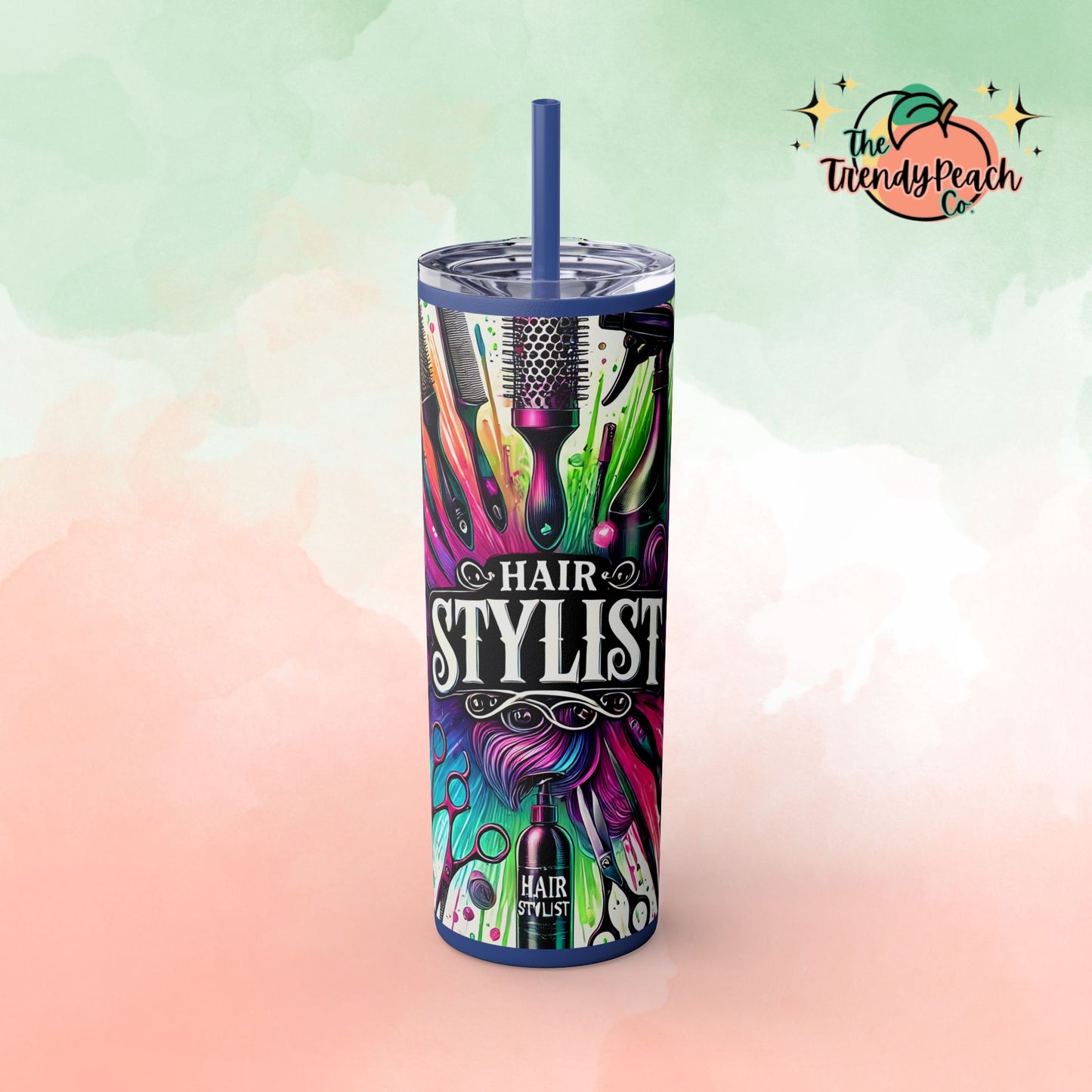 Rainbow Hairstylist Themed 20z Tumbler with Straw