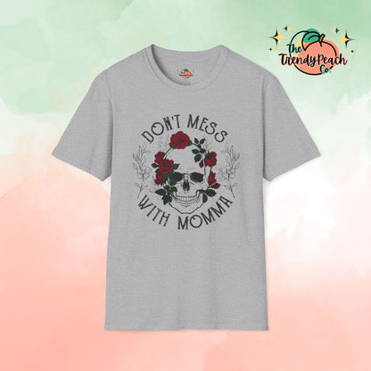 Don't Mess With Mama Floral Skull Graphic Tee