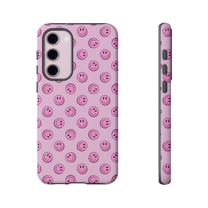 Pink Smiley Face Dual Layer Phone Case