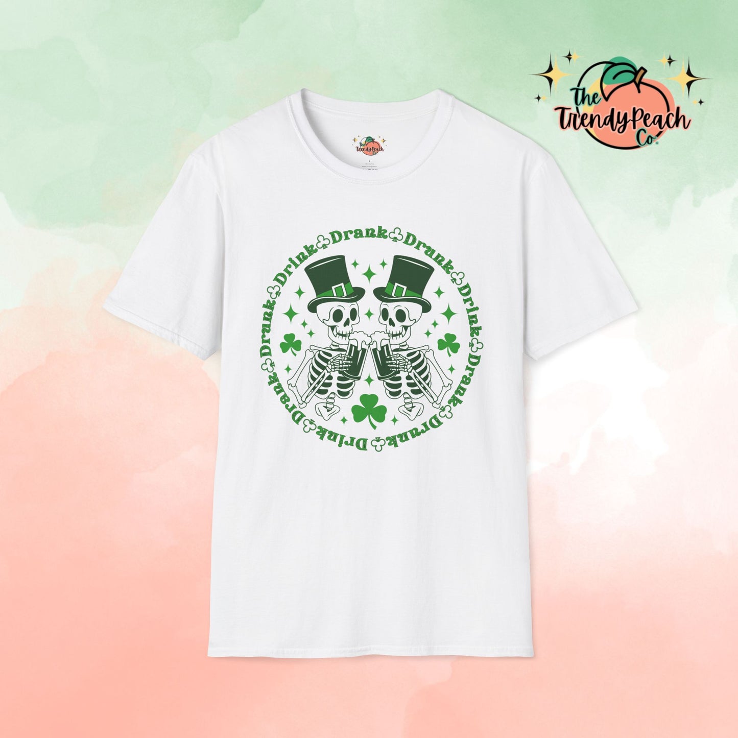 Drink Drank Drunk Cheering Skeletons St. Patrick's Day Graphic Tee