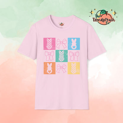 Retro Block Bows And Bunnies Easter Graphic Tee