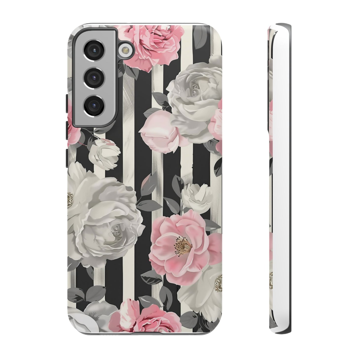 Stripes And Flowers Dual Layer Phone Case