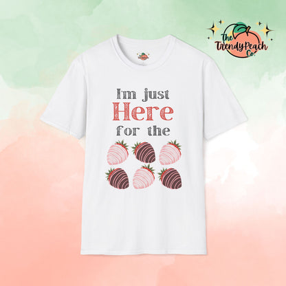 Here For The Chocolate Covered Strawberries Valentines Day Graphic Tee