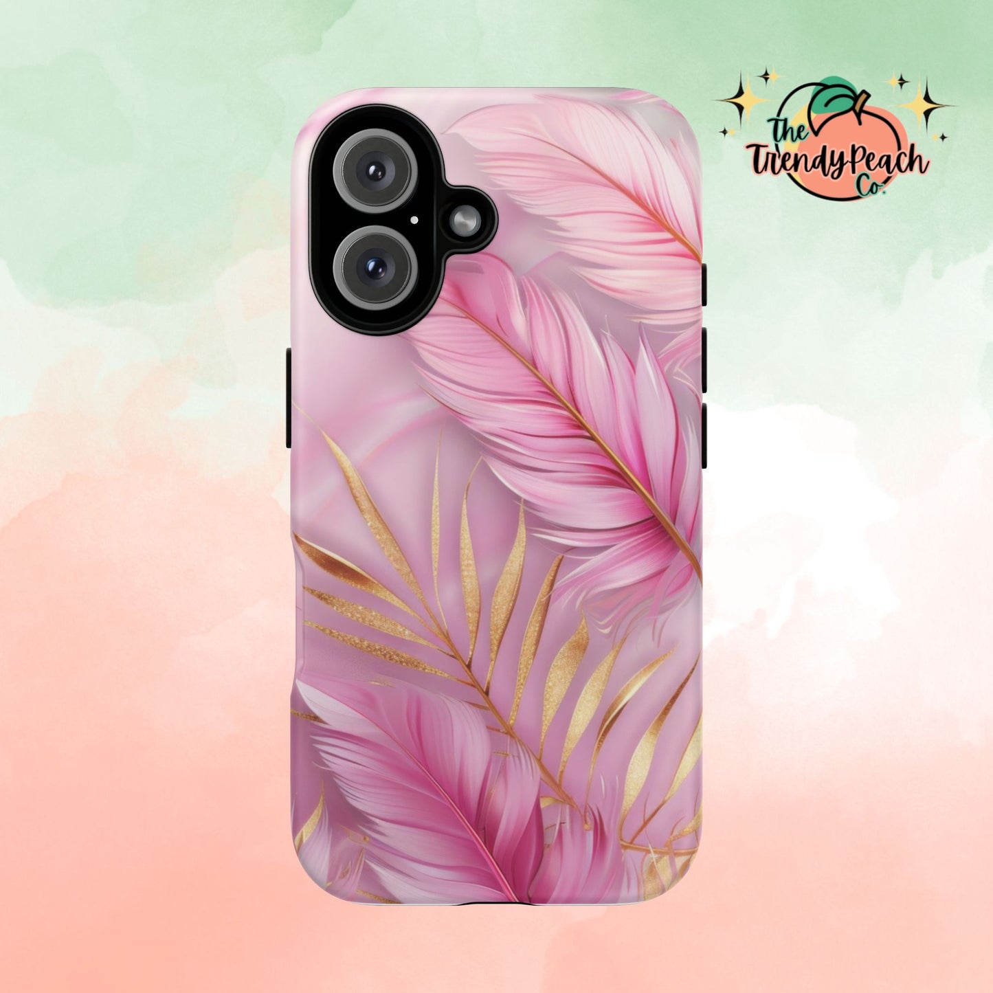 Pink And Gold Feather Dual Layer Phone Case