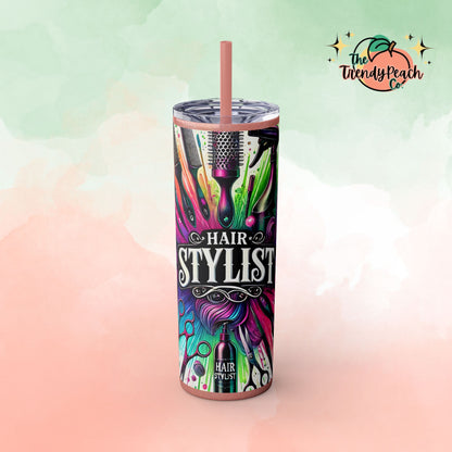 Rainbow Hairstylist Themed 20z Tumbler with Straw