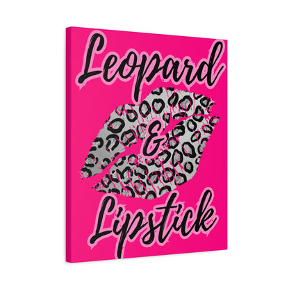 Pink Leopard & Lipstick Canvas Wall Art