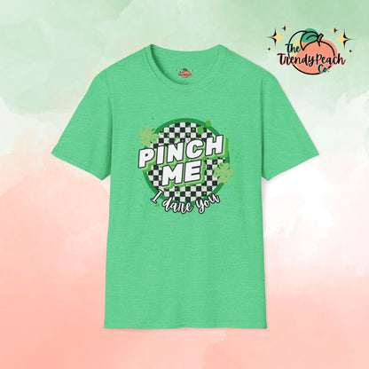 Pinch Me I Dare You Checkered Paint Splatter St. Patrick's Day Graphic Tee