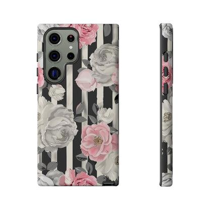 Stripes And Flowers Dual Layer Phone Case