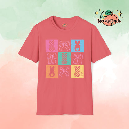 Retro Block Bows And Bunnies Easter Graphic Tee