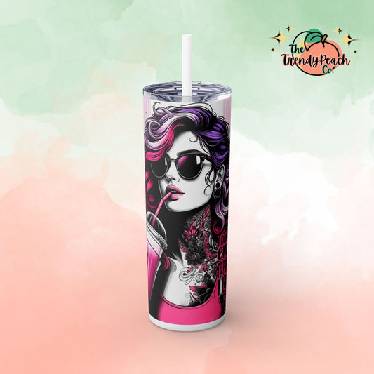 I Don't Have The Energy To Pretend I Like You Today Tattoo Woman 20z Tumbler with Straw