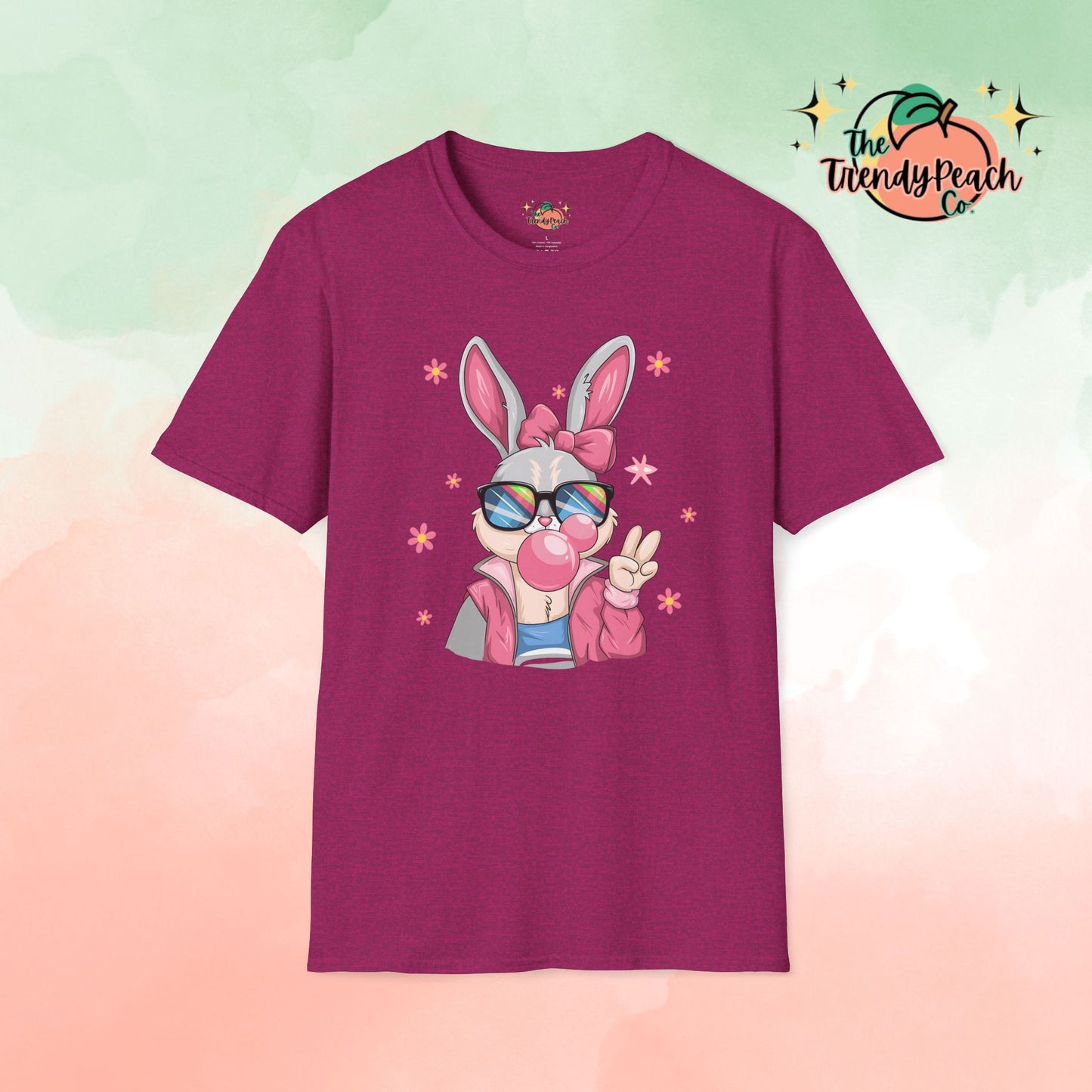 Retro Peace Bubblegum Bunny Easter Graphic Tee