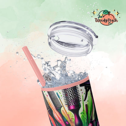 Rainbow Hairstylist Themed 20z Tumbler with Straw