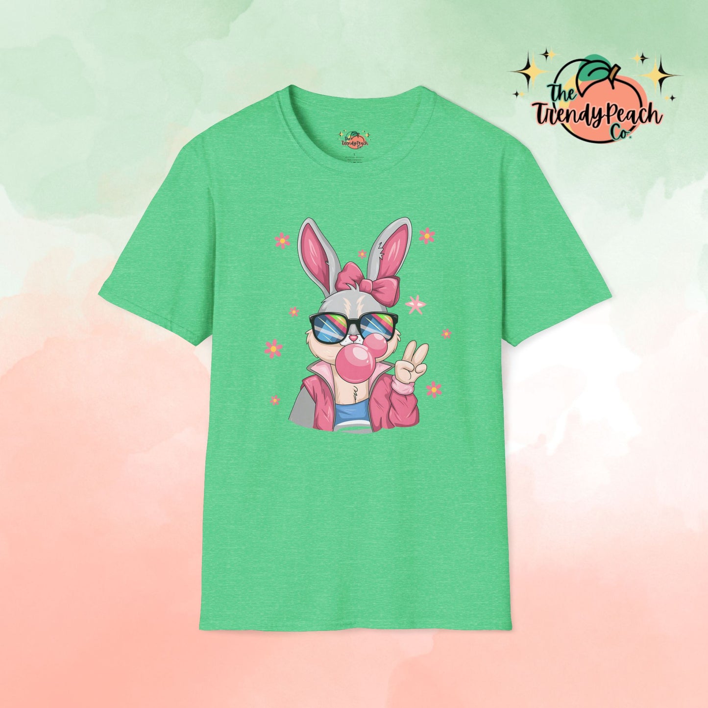 Retro Peace Bubblegum Bunny Easter Graphic Tee