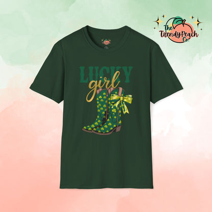 Lucky Girl Shamrock Boots St. Patrick's Day Graphic Tee