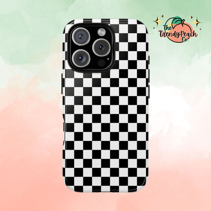 Black & White Checkered Dual Layer Phone Case