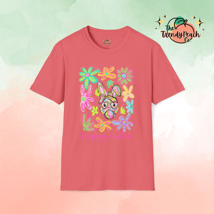 Retro Floral Trendy Bunny Easter Graphic Tee