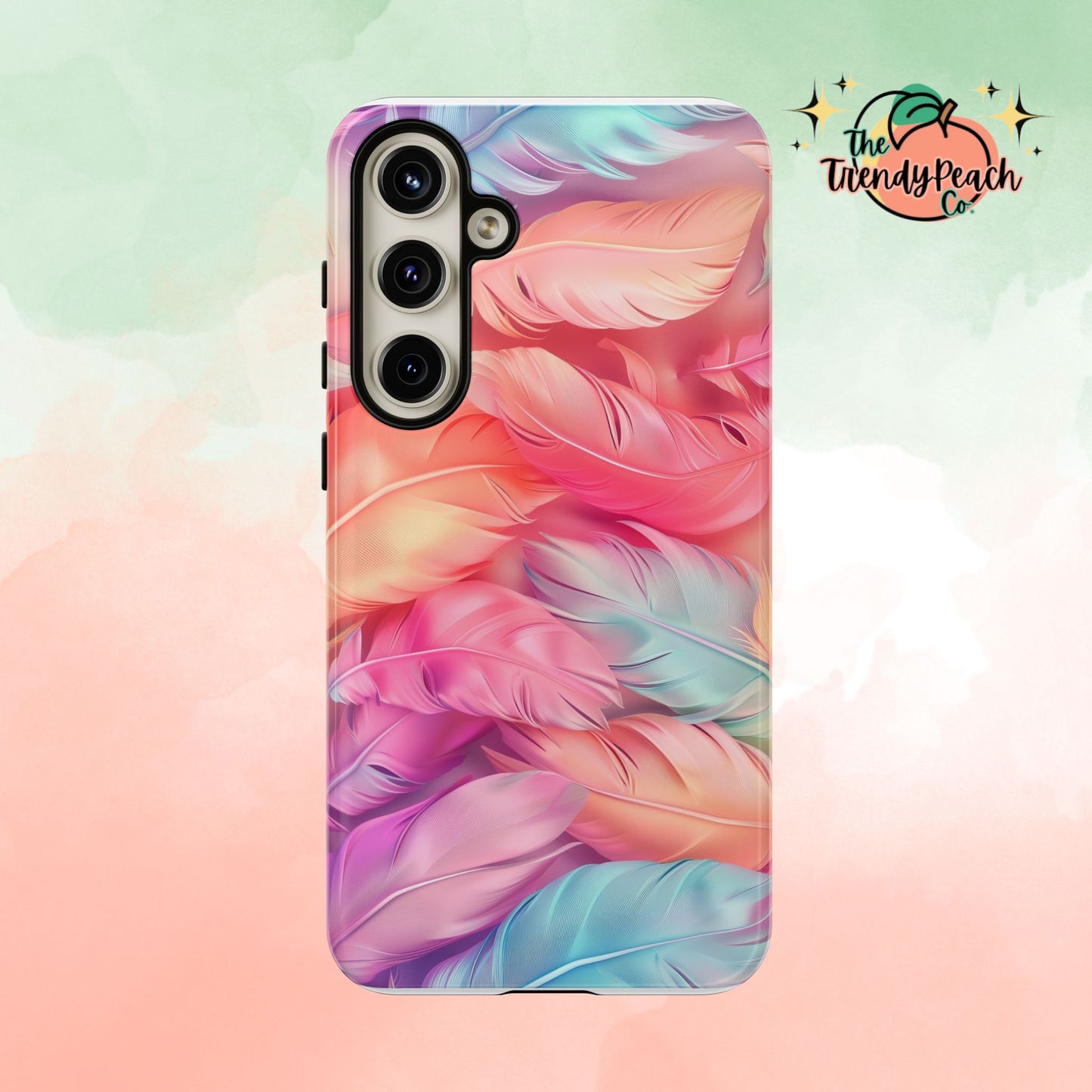 Rainbow Feather Dual Layer Phone Case