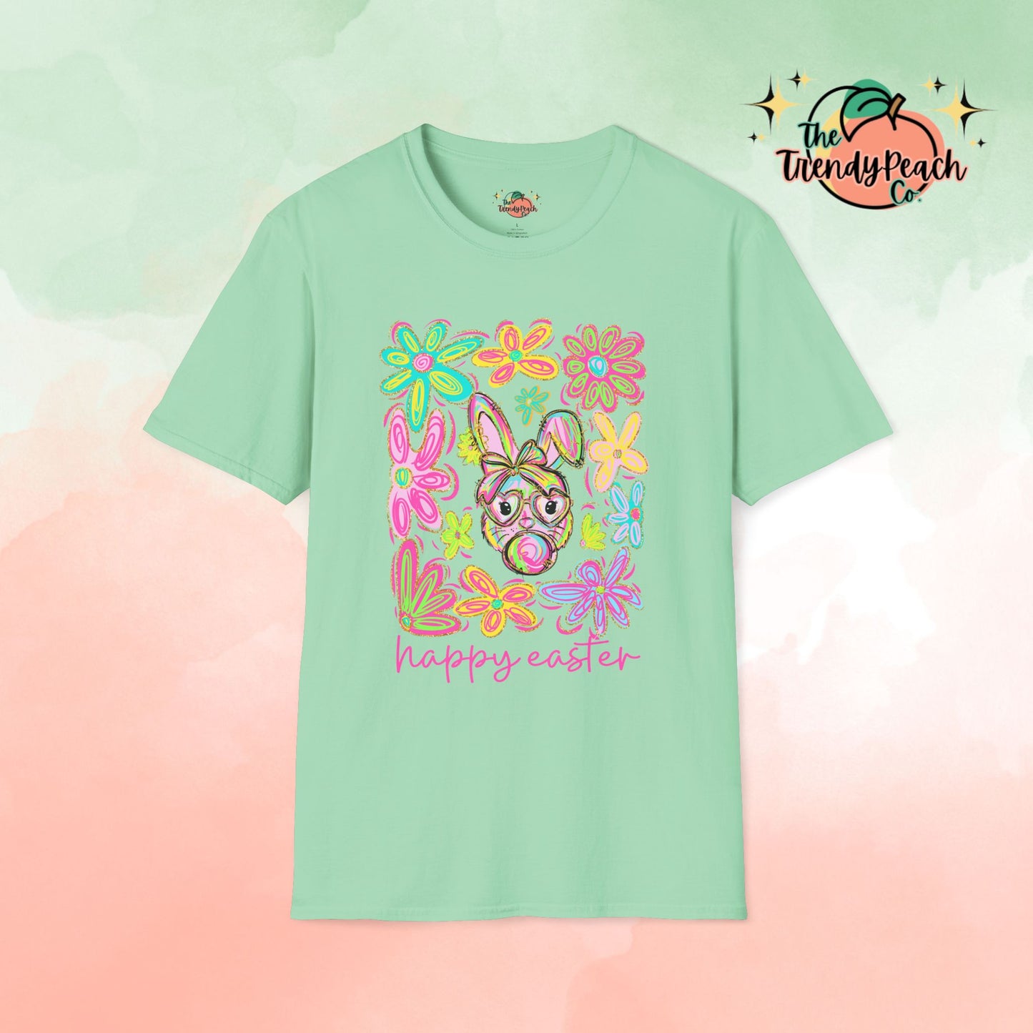 Retro Floral Trendy Bunny Easter Graphic Tee