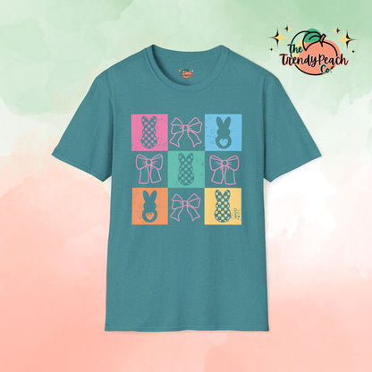 Retro Block Bows And Bunnies Easter Graphic Tee