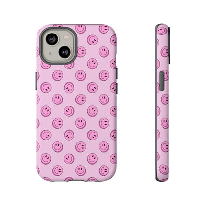 Pink Smiley Face Dual Layer Phone Case