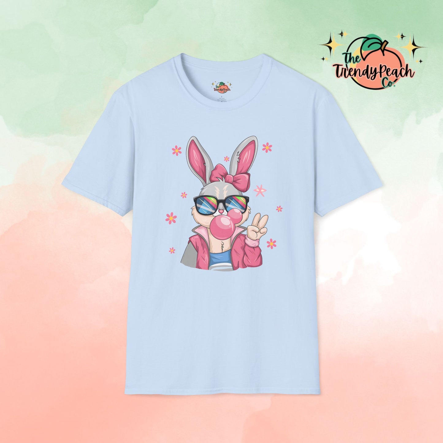 Retro Peace Bubblegum Bunny Easter Graphic Tee