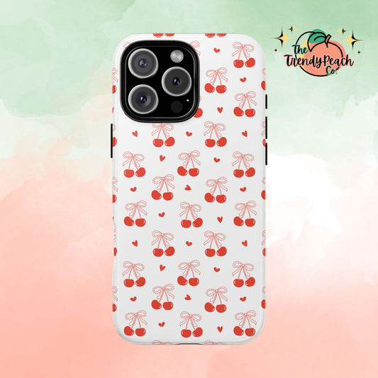 Cherry Bow & Hearts Dual Layer Phone Case