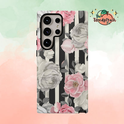 Stripes And Flowers Dual Layer Phone Case