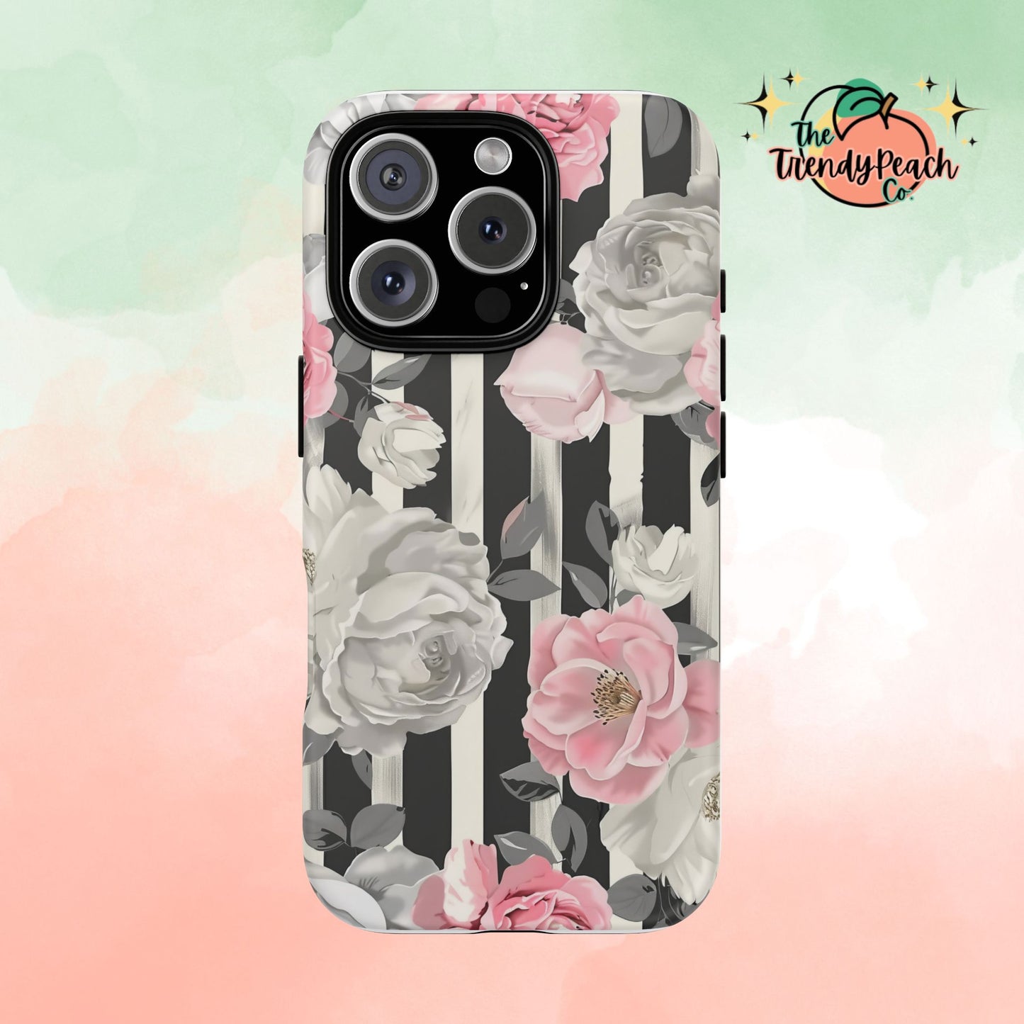 Stripes And Flowers Dual Layer Phone Case