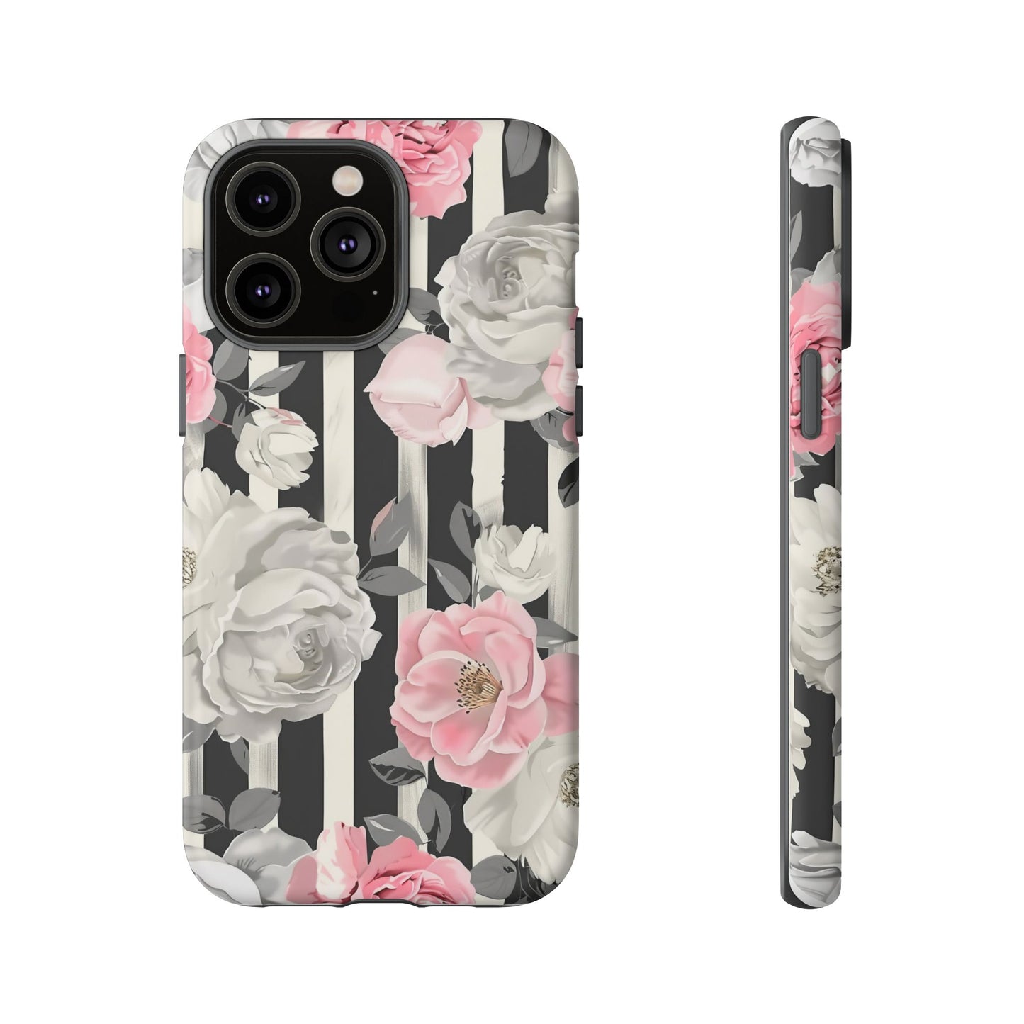 Stripes And Flowers Dual Layer Phone Case