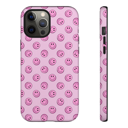 Pink Smiley Face Dual Layer Phone Case