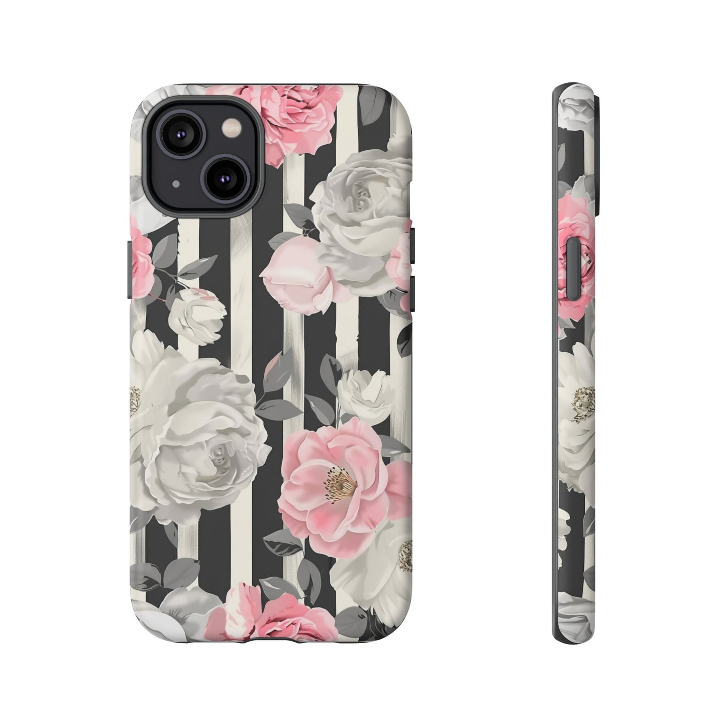 Stripes And Flowers Dual Layer Phone Case