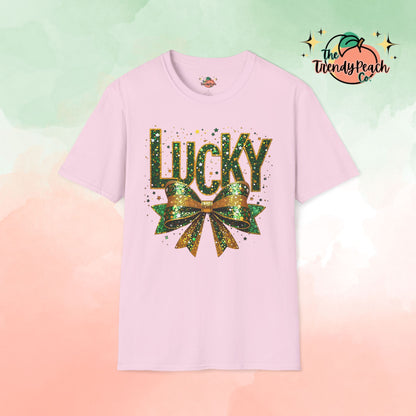 Lucky Glittery Bow St. Patrick's Day Graphic Tee