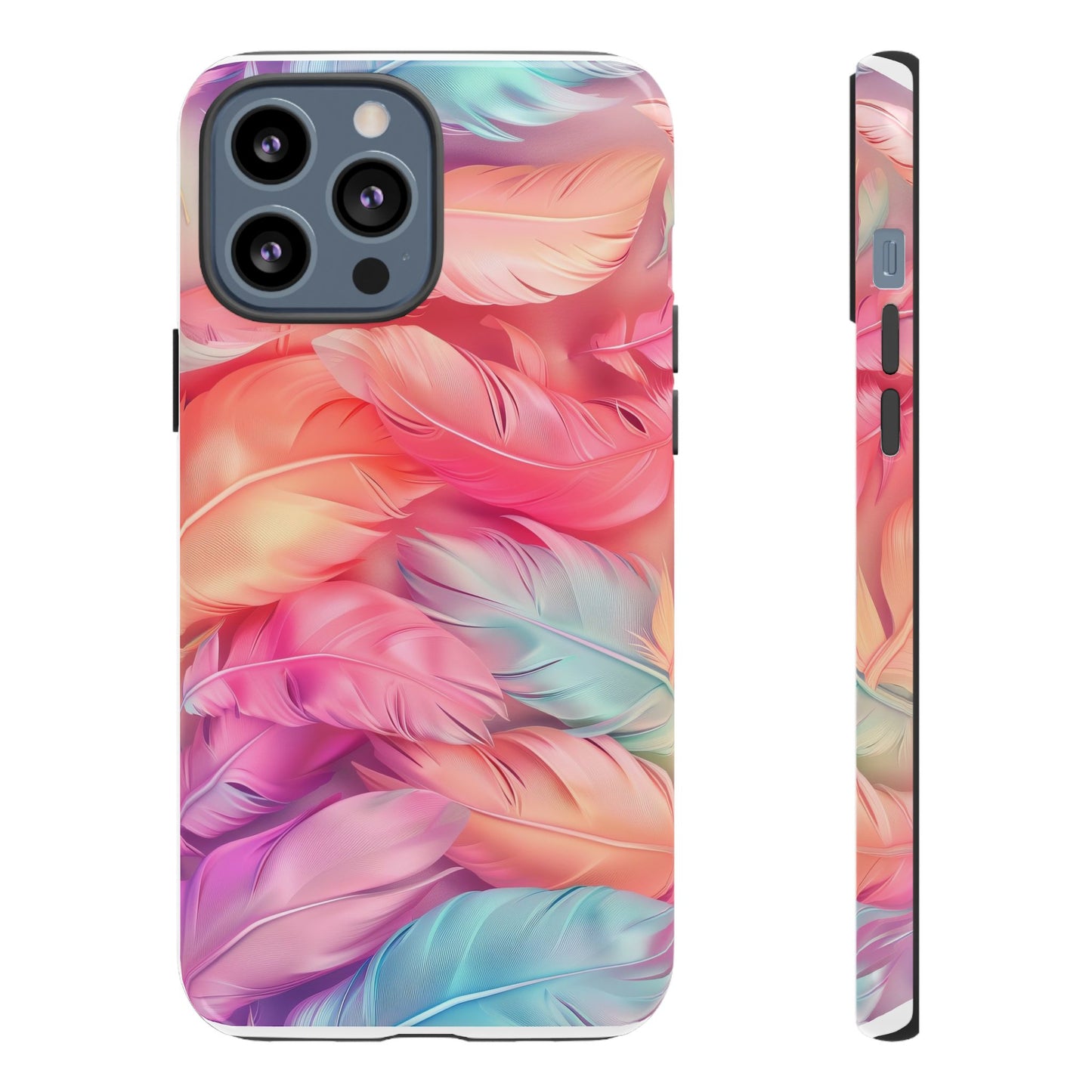 Rainbow Feather Dual Layer Phone Case