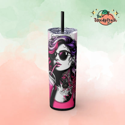 I Don't Have The Energy To Pretend I Like You Today Tattoo Woman 20z Tumbler with Straw