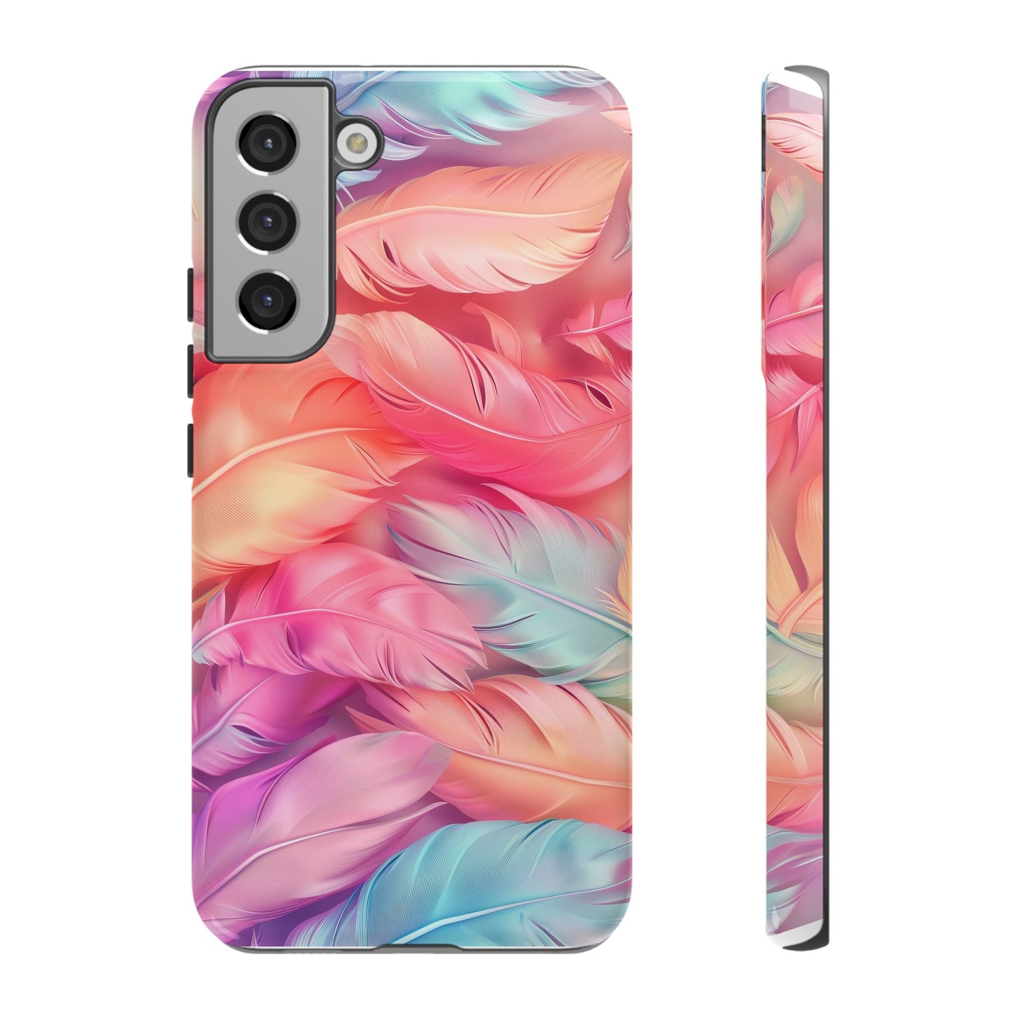 Rainbow Feather Dual Layer Phone Case