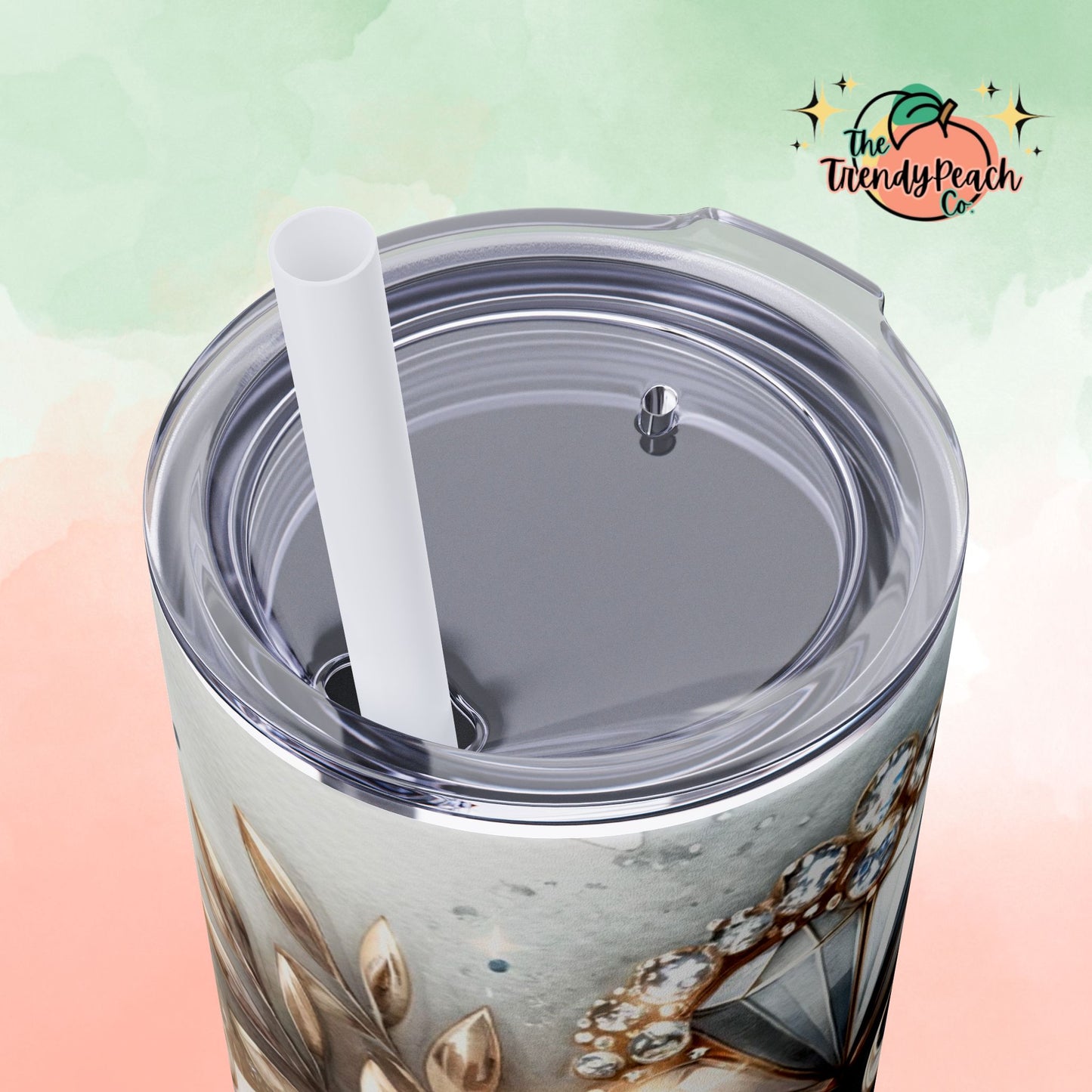 Boss Lady Diamond And Watercolor Themed 20z Tumbler with Straw