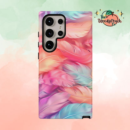 Rainbow Feather Dual Layer Phone Case