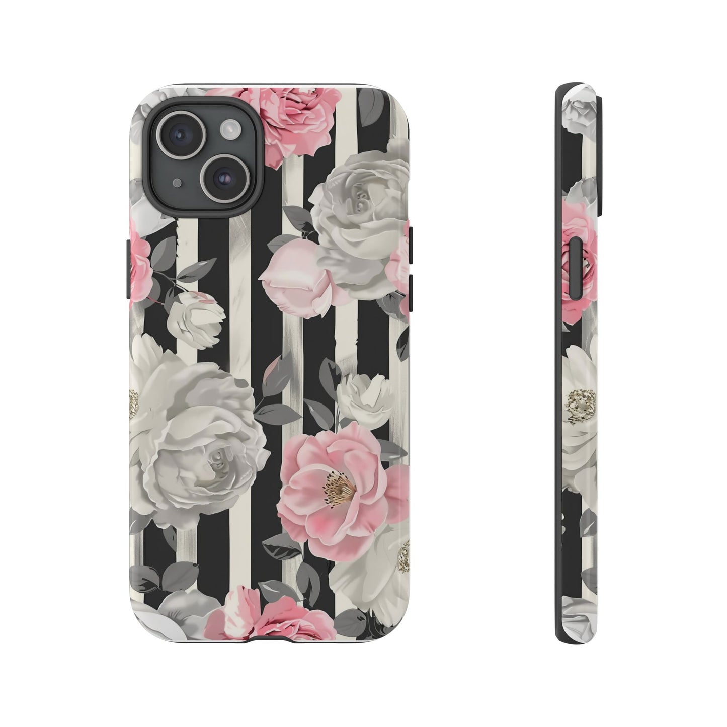 Stripes And Flowers Dual Layer Phone Case