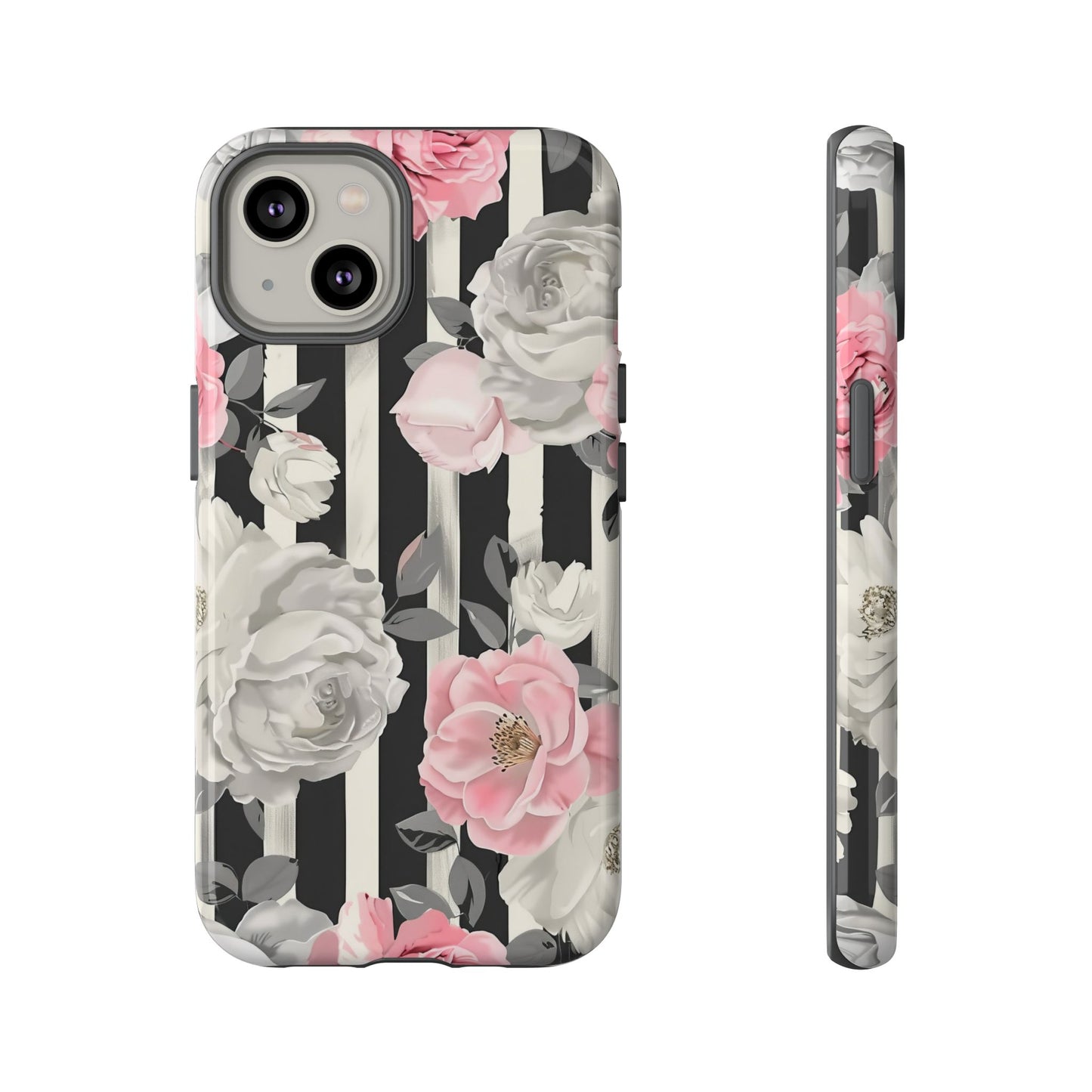 Stripes And Flowers Dual Layer Phone Case