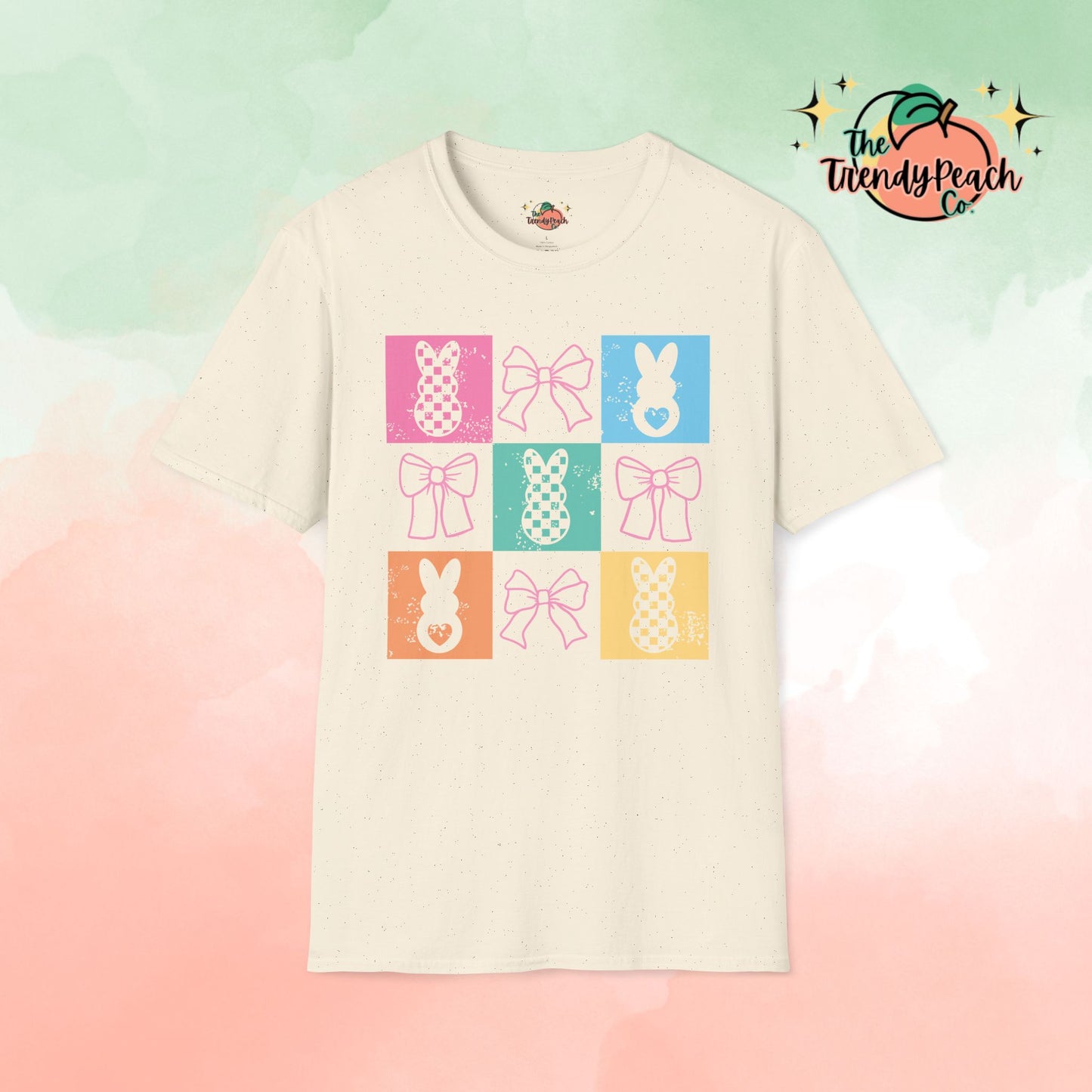 Retro Block Bows And Bunnies Easter Graphic Tee