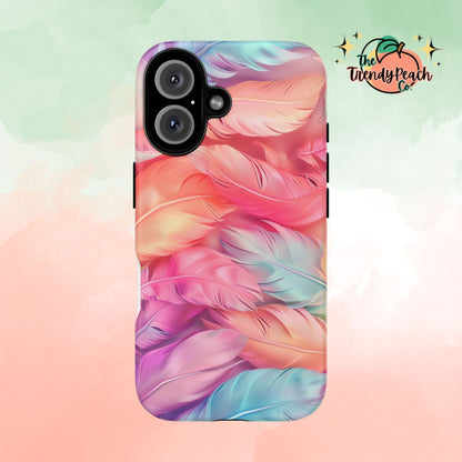 Rainbow Feather Dual Layer Phone Case