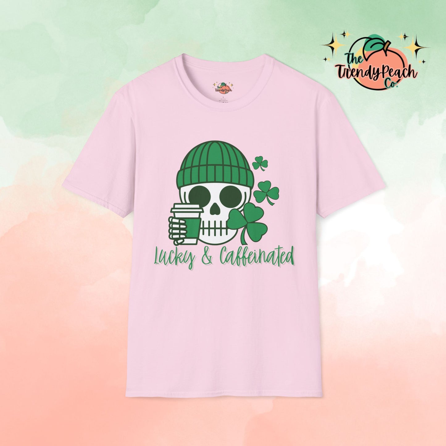 Lucky & Caffeinated Skull & Coffee St. Patrick's Day Graphic Tee