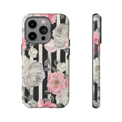 Stripes And Flowers Dual Layer Phone Case