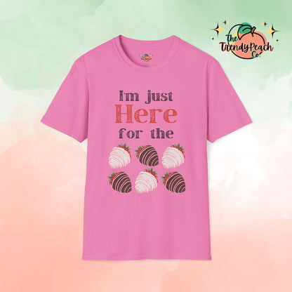 Here For The Chocolate Covered Strawberries Valentines Day Graphic Tee