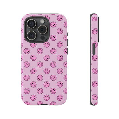 Pink Smiley Face Dual Layer Phone Case